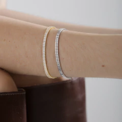 Pulseira Riviera Baguete Fecho Joia em ouro 18k e ródio branco