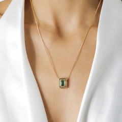 COLAR QUADRADO DETALHADO ZIRC OURO 18K - online store