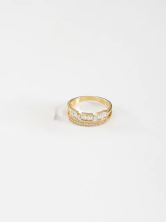 ANEL DUPLO BAGUETE CRAVEJADO - Adrélle Semijoias