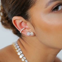 Piercing fake, banhado a Ouro 18k ou Ródio Branco, cravejado com zircônisa.