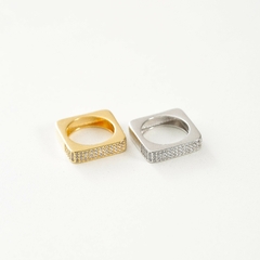 Image of ANEL QUADRADO MAX CRAVEJADO OURO