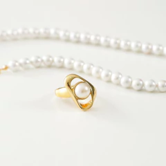 ANEL ORGANICO COM PEROLA - Adrélle Semijoias