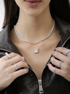 Colar Com Pingente Ice Cut Retangular - online store