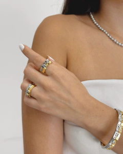 Imagem do ANEL DUO COLOR COM PEDRAS VARIADAS