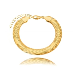 PULSEIRA MALHA LARGA 10MM BANHO OURO 18K - Adrélle Semijoias