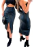 Saia Feminina Midi Couro Ecologico Fake Transpassada Fenda - comprar online