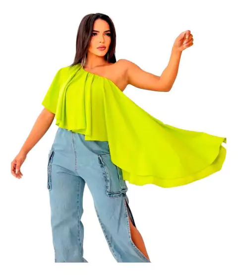 Blusa Mula Manca Babado Cropped Feminina Soltinho Bata Verão