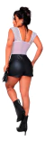 Short Saia Feminino Couro Fake Ziper Festa Curto Fenda Preto - loja online