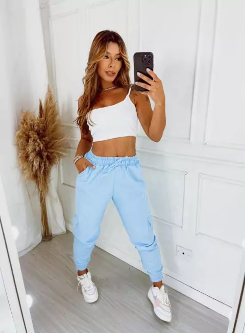 Calça Feminina Moletom Cargo Jogger