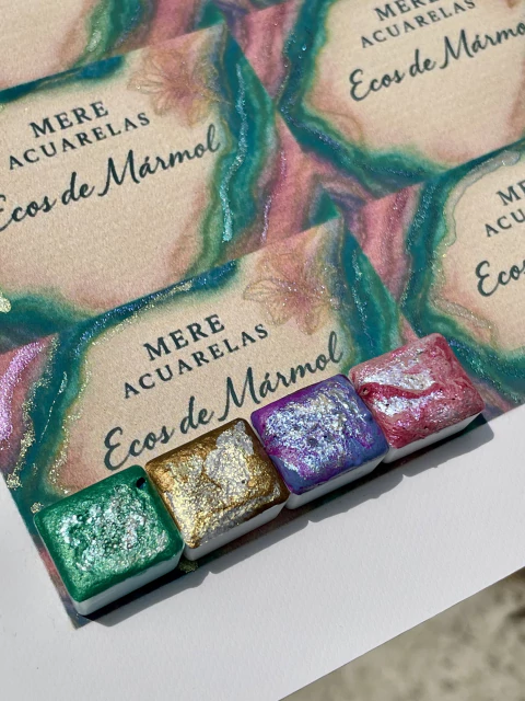 Ecos de mármol acuarela artesanal metálica/camaleón