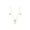 Conjunto de Zircônia Quadrado Branco Semijoia - comprar online