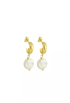 Brinco Argola Pérola Barroca Banho Ouro 18k