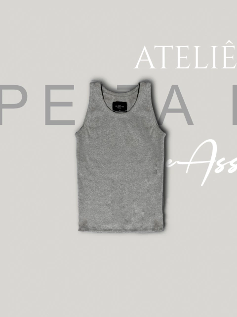 Regata Canelada Cinza Pepita de Bismuto