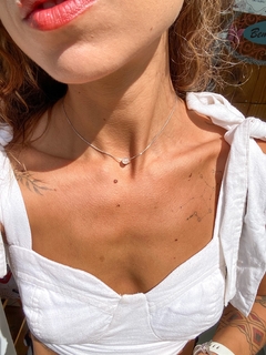 Choker Minimalista Quartzo Rosa
