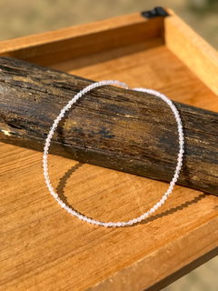 Choker Quartzo Rosa + Quartzo Transparente (Conexão com o coração )