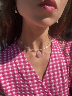 Pingente Gota Quartzo Rosa