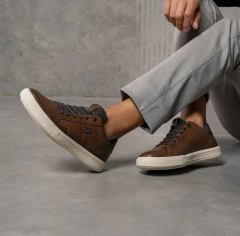 SAPATENIS CASUAL MASCULINO PEGADA EM COURO - 111506 na internet