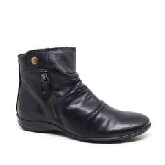 BOTA CANO CURTO EM COURO COM ZIPER LATERAL PERLATTO - ANG867