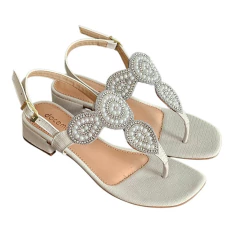 SANDALIA SALTO BAIXO DOCE MACA COM PEDRARIA - E973ST - comprar online