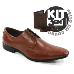 KIT SAPATO SOCIAL DE AMARRAR EM COURO PERLATTO - ZUR003K