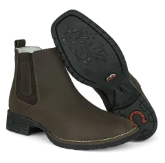 BOTINA MASCULINA APALUZA CERRADO EM COURO - 229AG - Via Expressa Calçados