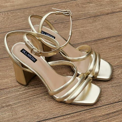 SANDALIA DOURADA SALTO BLOCO ALTO VILLAROSA - 404240220 - comprar online