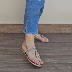 SANDALIA RASTEIRA FEMININA COM PEDRARIA DOCE MACA - D972RT - comprar online