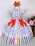 Vestido Marie Lapis Aquarela Laço Laranja