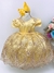 VESTIDO INFANTIL AMARELO RENDA REALEZA DOURADA PRINCESA