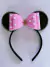 Tiara Infantil Minnie Rosa e Preta com Pérolas Strass Tule