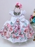 Vestido Infantil Branco Peito Strass Saia Rosa Cinto Pérolas na internet