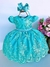 VESTIDO INFANTIL REALEZA VERDE RENDA PÉROLAS PRINCESA LUXO