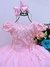VESTIDO INFANTIL ROSA RENDA E APLIQUE BORBOLETAS DAMA PRINCESA - comprar online
