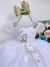 Vestido Infantil Branco Aplique Borboletas Douradas Flores na internet