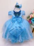 Vestido Infantil - Azul Bebê Strass Damas Luxo Mangas Princesa na internet
