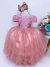 Vestido Infantil - Rosê Strass Damas Luxo Mangas Princesas