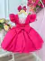 Vestido Infantil Pink Com Apliques de Borboletas e Flores - SAMULICA