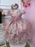 Vestido Infantil Rose Com Renda Realeza e Cinto de Pérolas