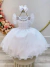 Vestido Infantil Branco Com Cinto de Pérolas Daminhas