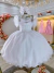 Vestido Infantil Branco Com Cinto de Pérolas Daminhas