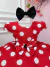 Imagem do Vestido Infantil Vermelho C/ Bolinhas Brancas Minnie e Laço