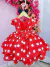 Vestido Infantil Vermelho C/ Bolinhas Brancas Minnie e Laço na internet