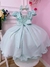 Vestido Infantil Verde Claro C/ Renda e Cinto Pérolas Laço - SAMULICA