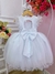 Vestido Infantil Branco C/ Strass no Busto e Cinto de Pérolas - comprar online