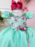 Vestido Infantil Verde Tiffany Florido C/ Broche Flor Festas na internet