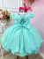 Vestido Infantil Verde Tiffany Florido C/ Broche Flor Festas - comprar online
