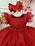 Vestido Infantil Vermelho Strass no Busto e Cinto de Pérolas - loja online