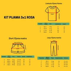 KIT PIJAMA 3x1 ROSA - SEU PEDRO KIDS