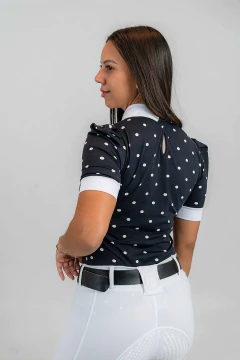 Camisa Hipismo Prova Manga Curta Poá Preta Vandinha Horse SA - loja online