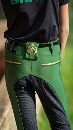 Culote Hipismo Legging Treino Kids Verde Musgo e Preto Horse SA - Horse S.A.